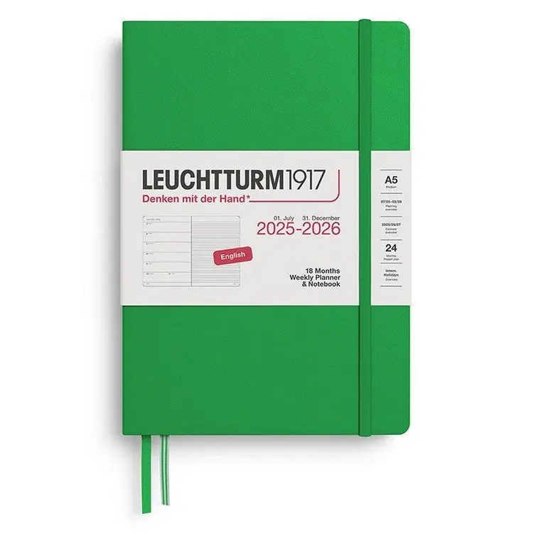 Weekly Planner & Notebook 2026 Medium (A5) 18 Months Spring Leaf