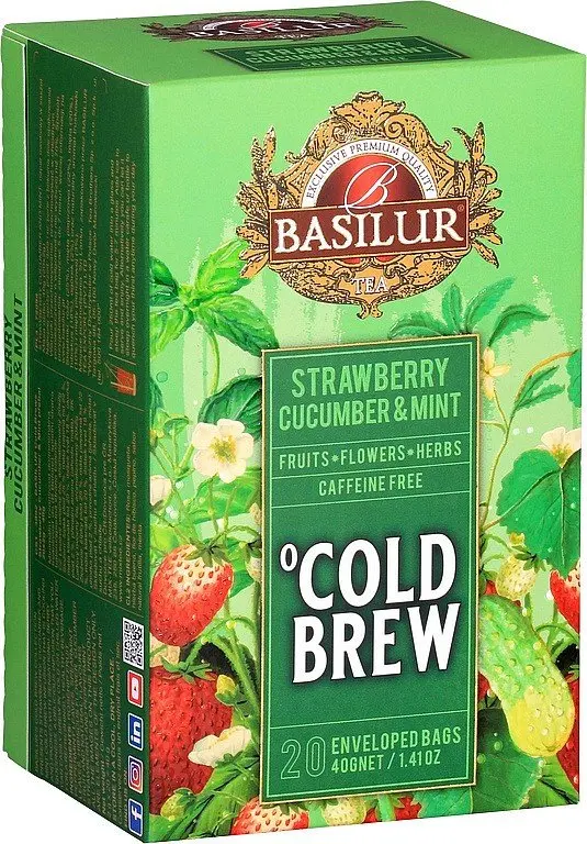 BASILUR Cold Brew Strawberry Cucumber & Mint ovocný čaj 20 sáčků