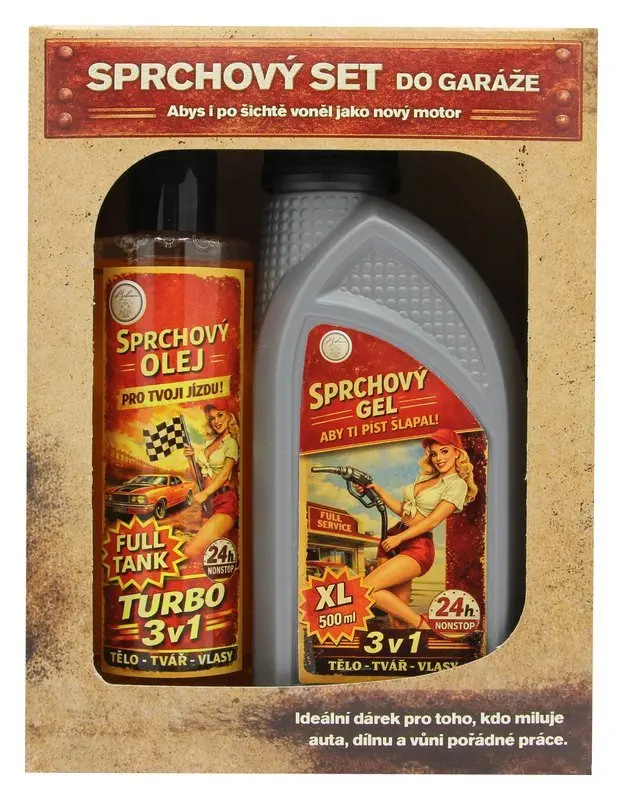 Dárkové baleni Retro industrial červené (sprchový olej, sprchový gel 3v1)