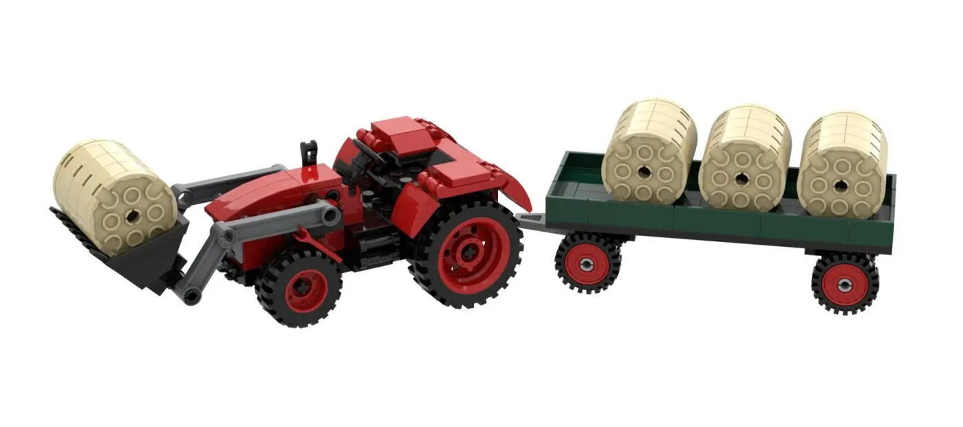 BRIXIES Plus 222.202 Velký traktor s nakladačem a přívěsem, 239 k