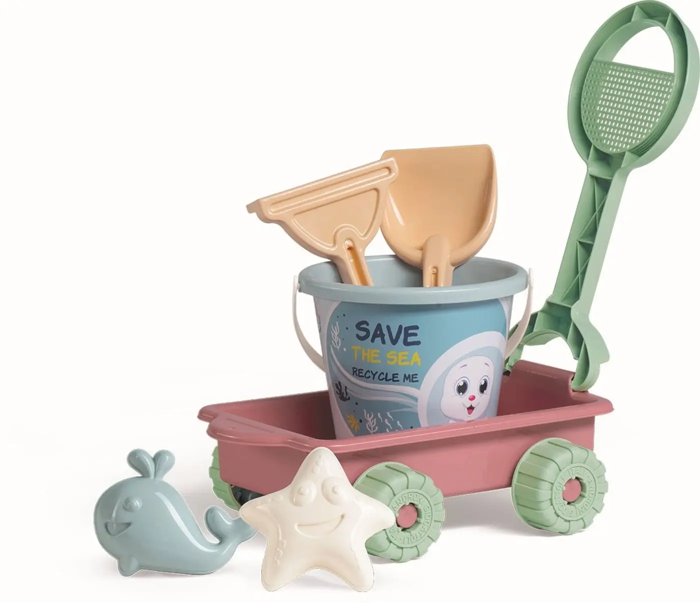 Androni RECYKLACE PASTEL Sada na písek oceán s vozíkem