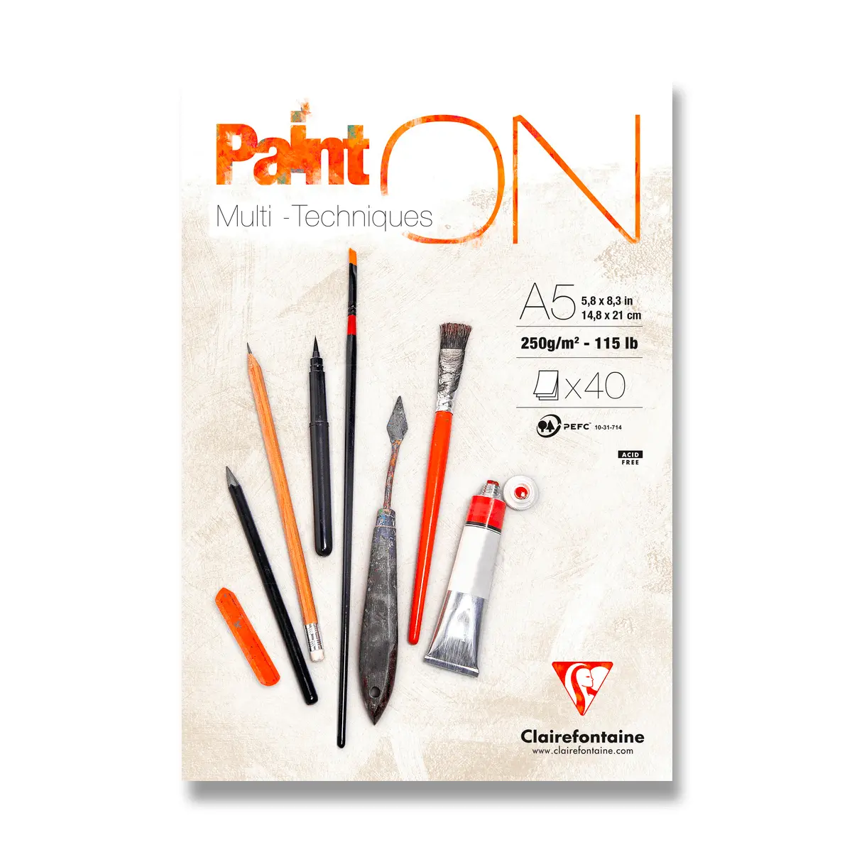 Clairefontaine Blok Paint On White A5, 40 listů, 250 g