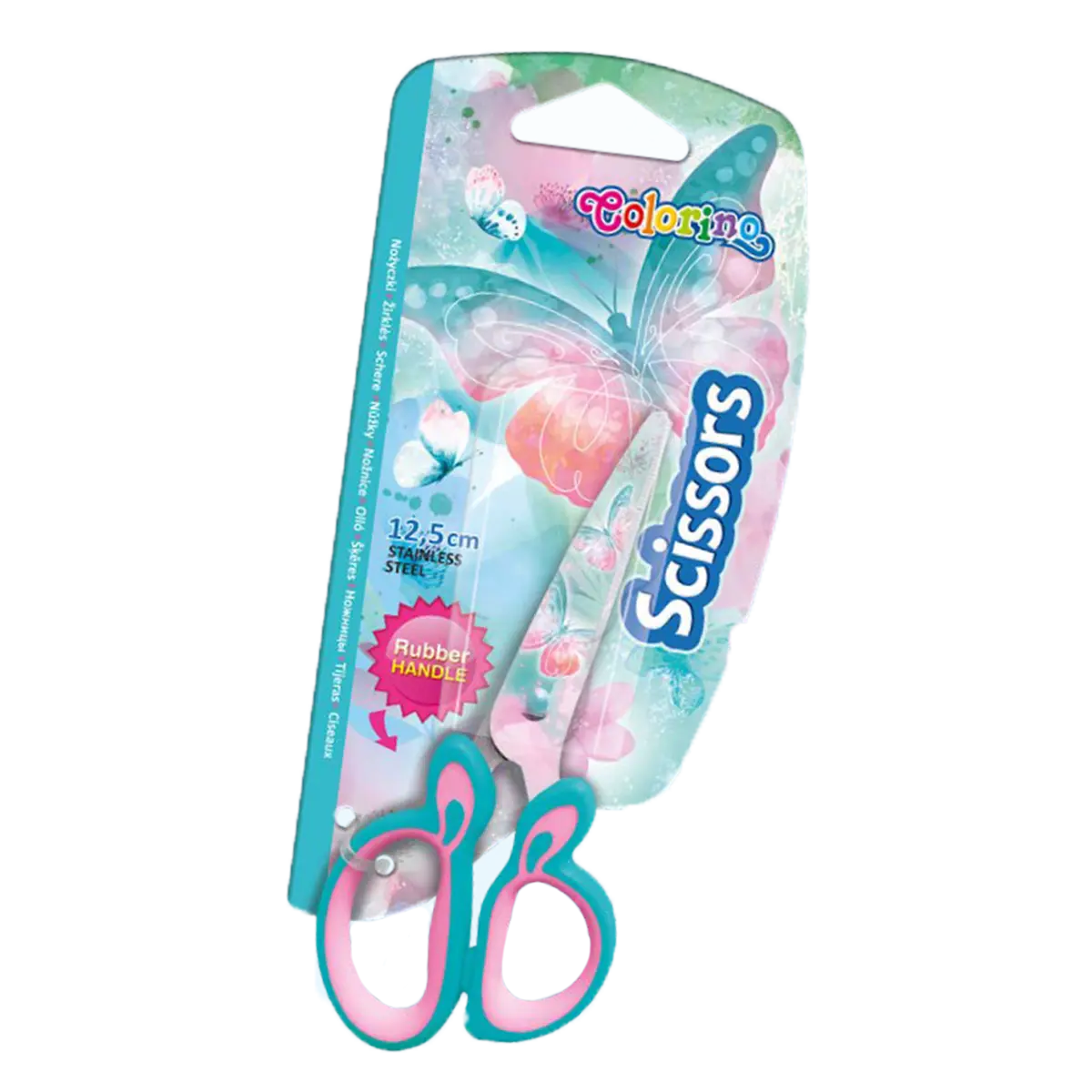 Colorino dětské nůžky s potiskem Follow your Dreams, kulaté, 12,5 cm, asymetrické