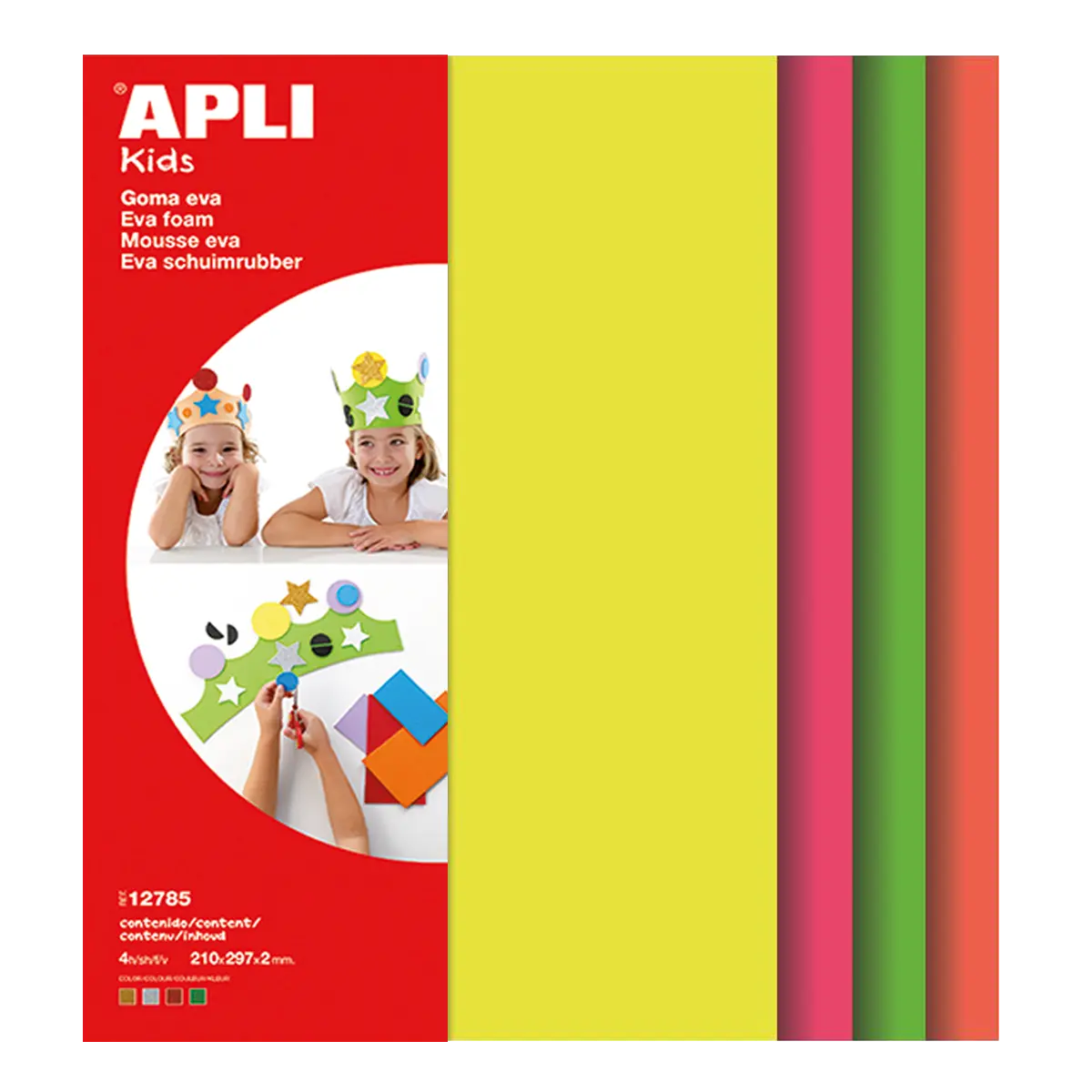 APLI pěnovka fluorescenční 210 x 297 mm - mix fluo barev 4 ks