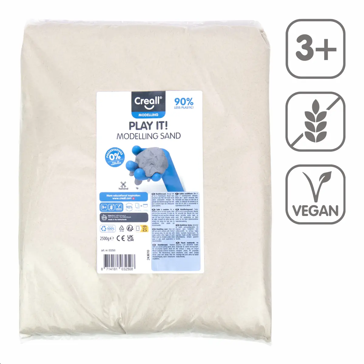 Modelovací písek Creall Playt it!, 2500 g - náhradní náplň - přírodní