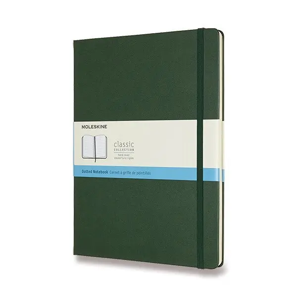 Zápisník Moleskine - tvrdé desky, XL, tečkovaný - tm. zelený