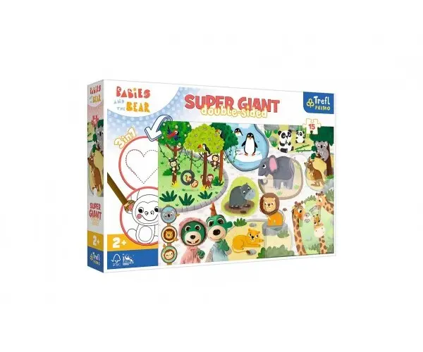 Trefl Oboustranné puzzle 15 ks SUPER GIANT 3v1 Miminko v ZOO