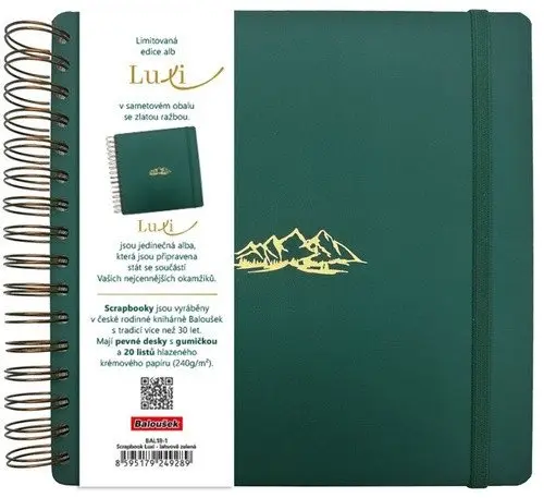 Scrapbook Luxi 210x210 - lahvově zelená - Hory