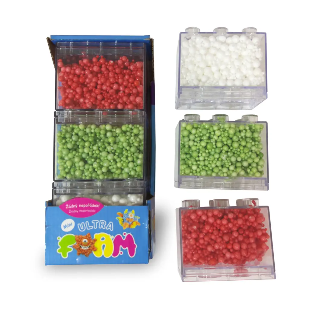 Ultra Foam mix balení 3 ks - zelená, červená, bílá modelovací hmota