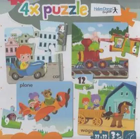 4x puzzle Car, train, plane, wagon - puzzle z kategorie 15 – 60 dielikov