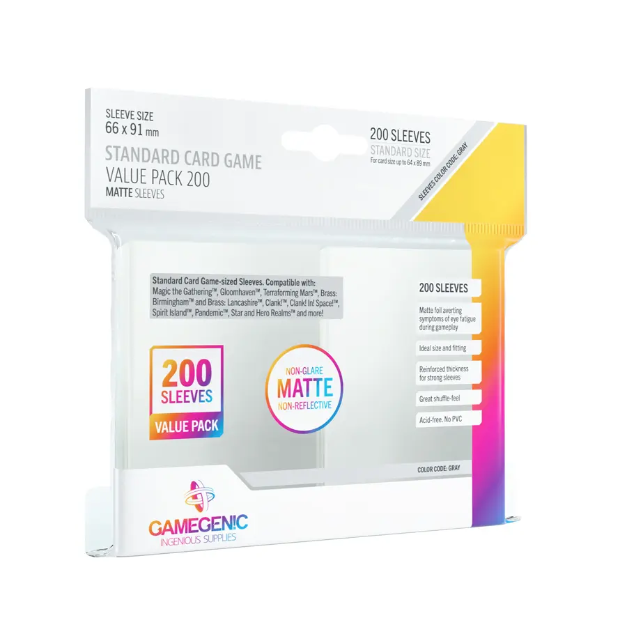 Gamegenic: 66x91 mm MATTE Standard Card Game Sleeve Clear (200)
