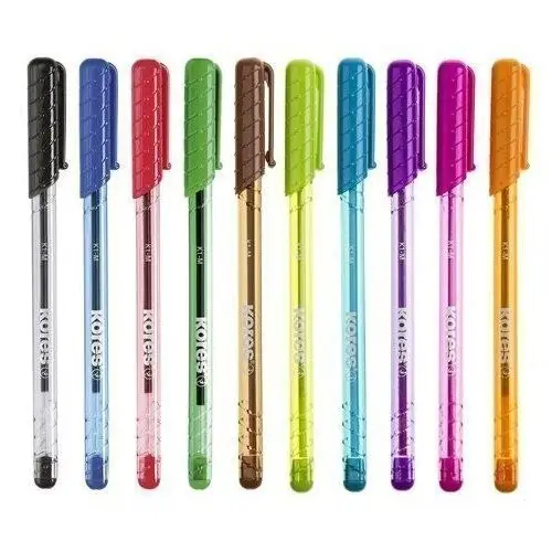 Kores Kuličkové pero K1 Pen Super Slide 1 mm - sada 10 barev(modrá, černá, červená, zelená, tyrkysová, světle zelená, fialová, růžová, oranžová, hnědá)