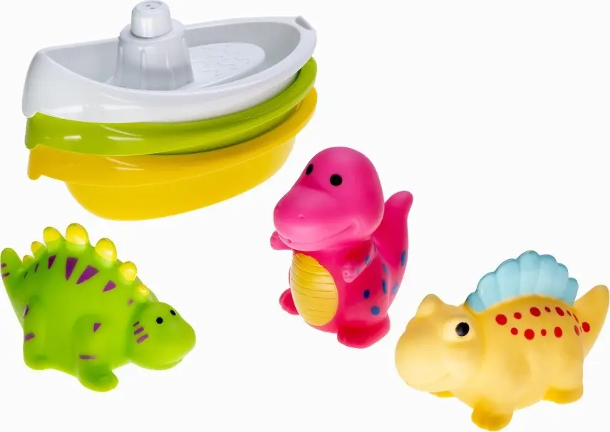 Lodičky 3ks + dinosaurus 3ks do vody stříkací plast mix druhů v sáčku 17x24cm 0m+