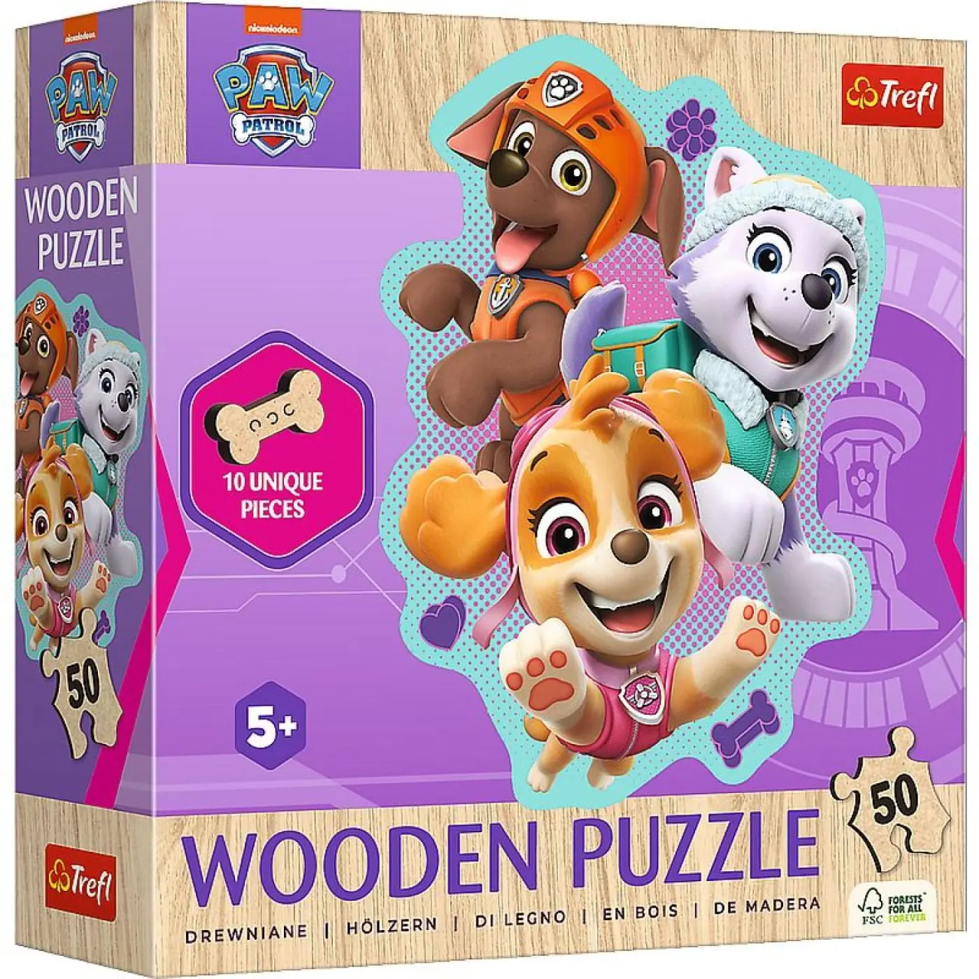 Trefl Puzzle 50 drevněných dílků veselá parta pejsků DrewnKontur