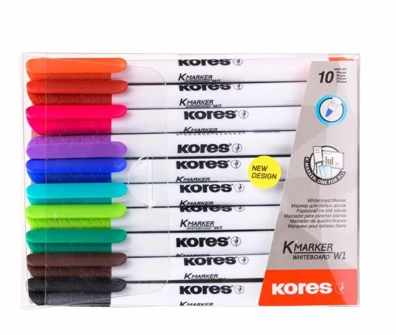 Kores Popisovač na bílé tabule kulatý hrot tenký - sada 10 barev
