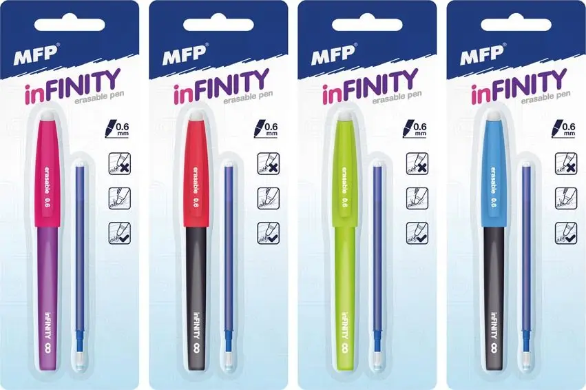 Kuličkové pero gumovací Infinity + náplň 0,6 modré na blistru
