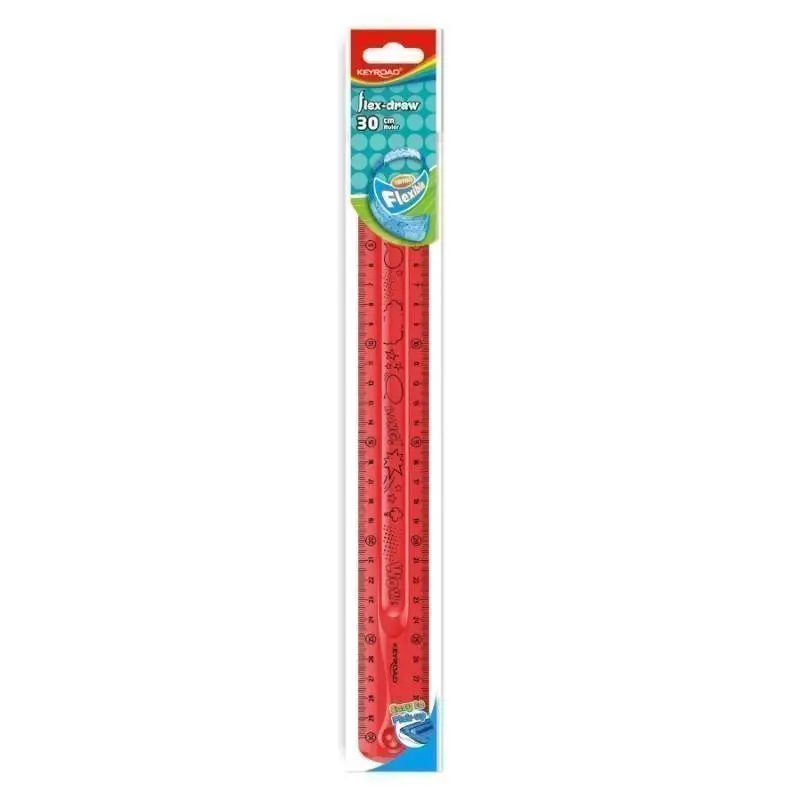 Pravítko KEYROAD - 30cm, ohebné, růžové 207102, červená