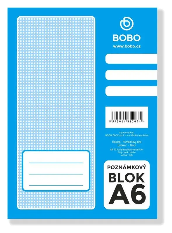 Poznámkový blok A6, čistý, 50 listů
