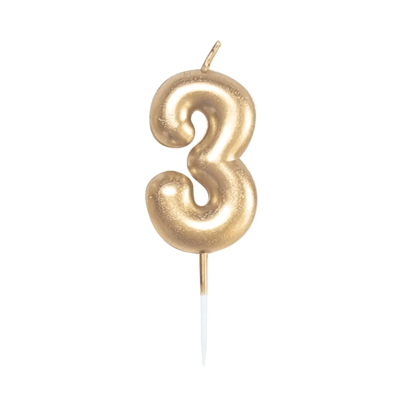 Svíčka dortová zlatá 5 cm číslo 3 - Albi