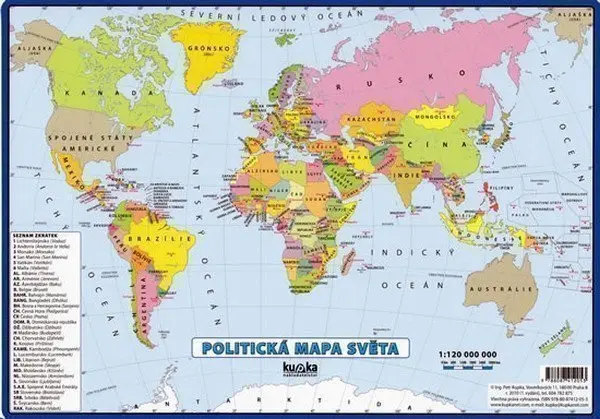 Politická mapa světa - lamino A4