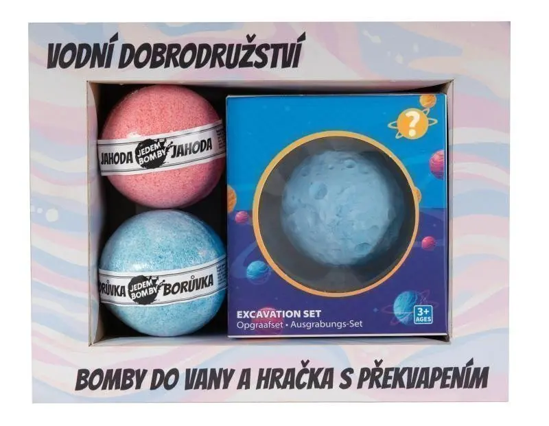 Kosmetická sada pro děti (2x šumivá bomba, hračka - sádrová planeta)