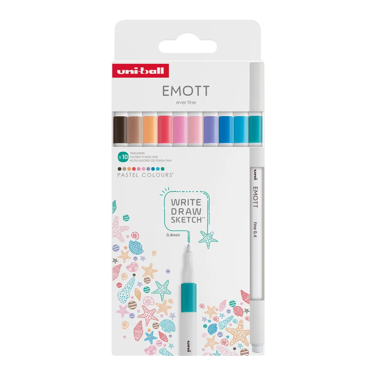 UNI EMOTT liner sada, PASTEL, 10 ks, mix barev