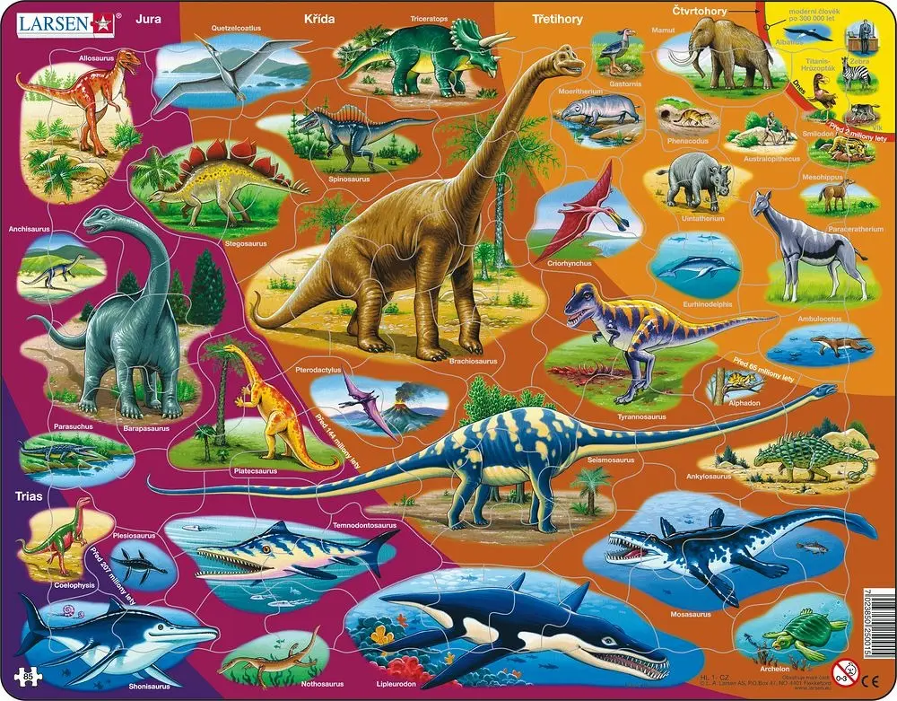 Puzzle MAXI - Dinosauři/85 dílků - Larsen
