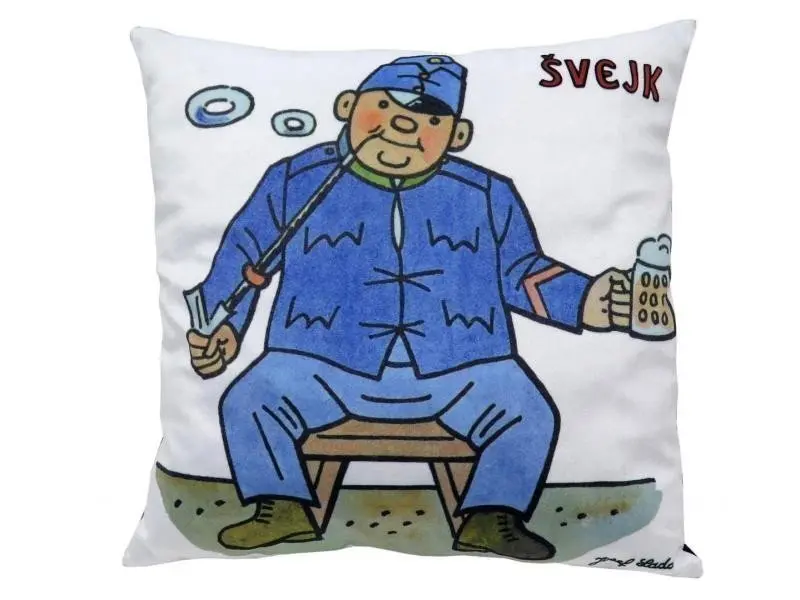 Švejk s půllitrem/ Polštář 25x25cm - Josef Lada