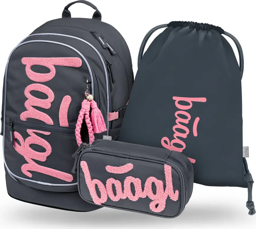BAAGL 3 SET Core Logo růžový: batoh, penál, sáček GRS