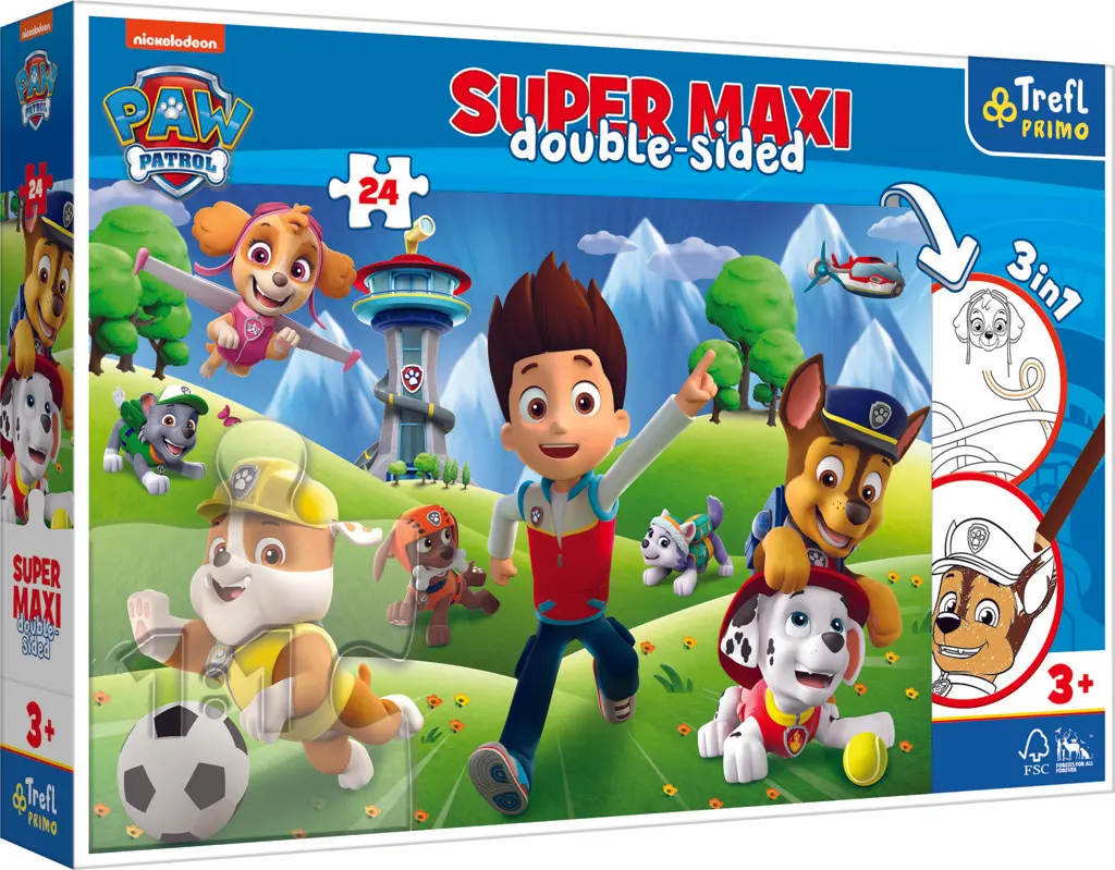 Trefl Puzzle Super maxi Tlapková patrola Dobrodružství 24 dílků - oboustranné