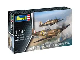 Plastic ModelKit letadlo 03771 - Supermarine Spitfire Mk.Ia & Hawker Hurricane Mk.I (1:144)
