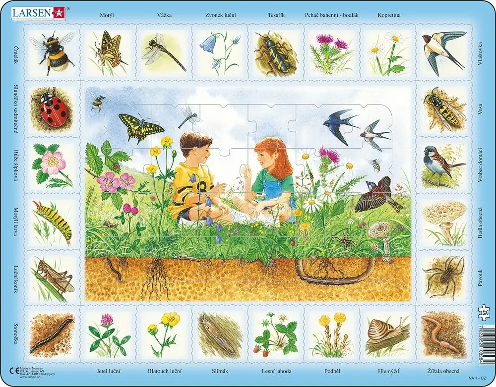 Puzzle MAXI - Život na louce a pod zemí/48 dílků - Larsen