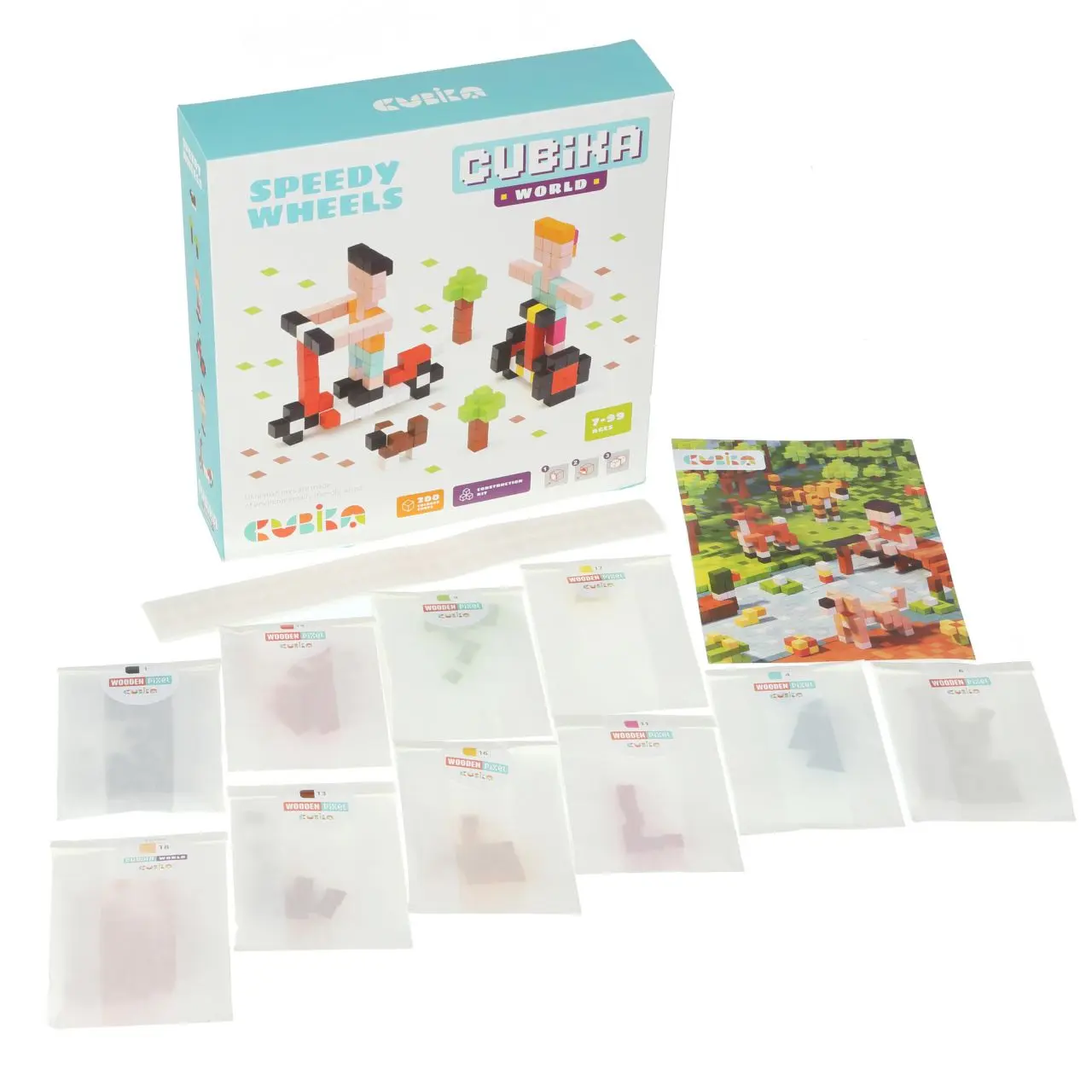 CUBIKA 15290 Pixel Rychlá kola - dřevěná 3D stavebnice 200 kostiček