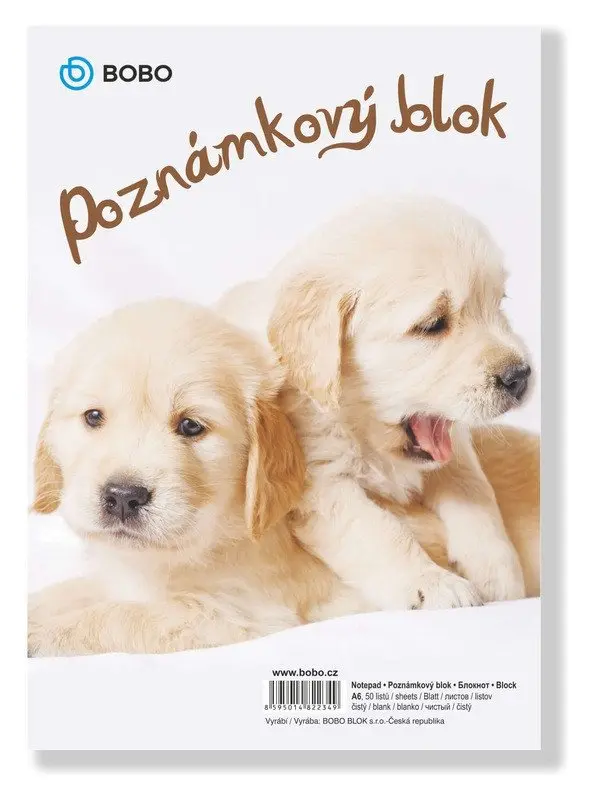 Poznámkový blok ZVÍŘATA A6, čistý, 50 listů