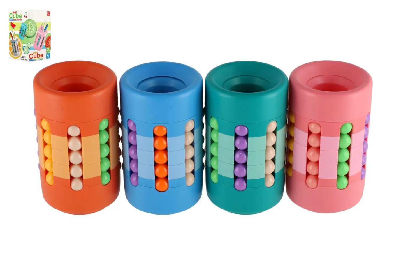Teddies Hlavolam věž Stojánek na tužky plast 10cm 4 barvy