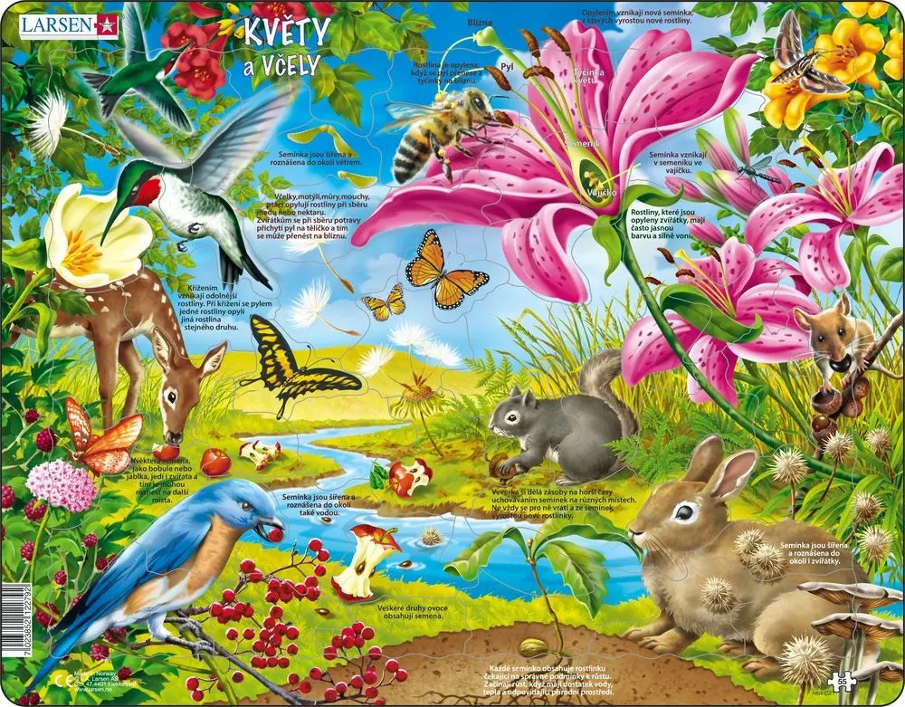 Puzzle Květy a včely - Kohoutová plyš