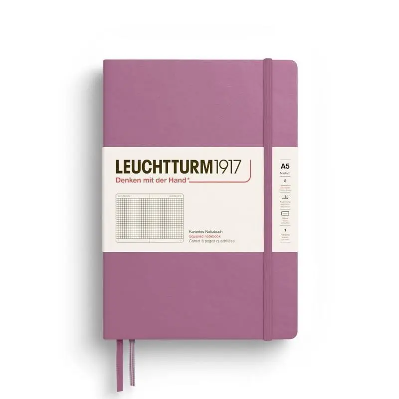Zápisník Dusty Rose Medium A5 čtverečkovaný