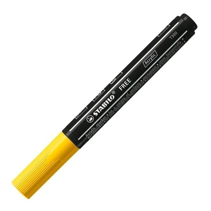 STABILO FREE Acrylic - T300 Okrúhly hrot 2-3mm - žltá