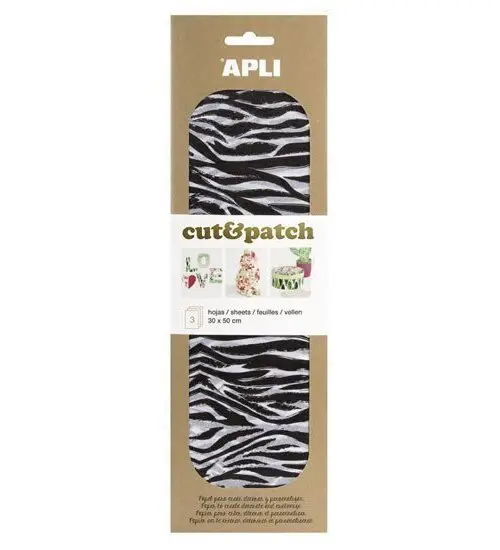 APLI Cut&Patch papír 30 x 50 cm - Zebra 3 ks