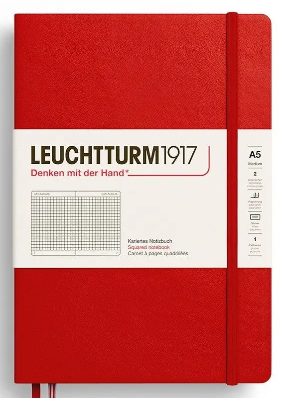Zápisník Cherry Hardcover Medium (A5) čtverečkovaný