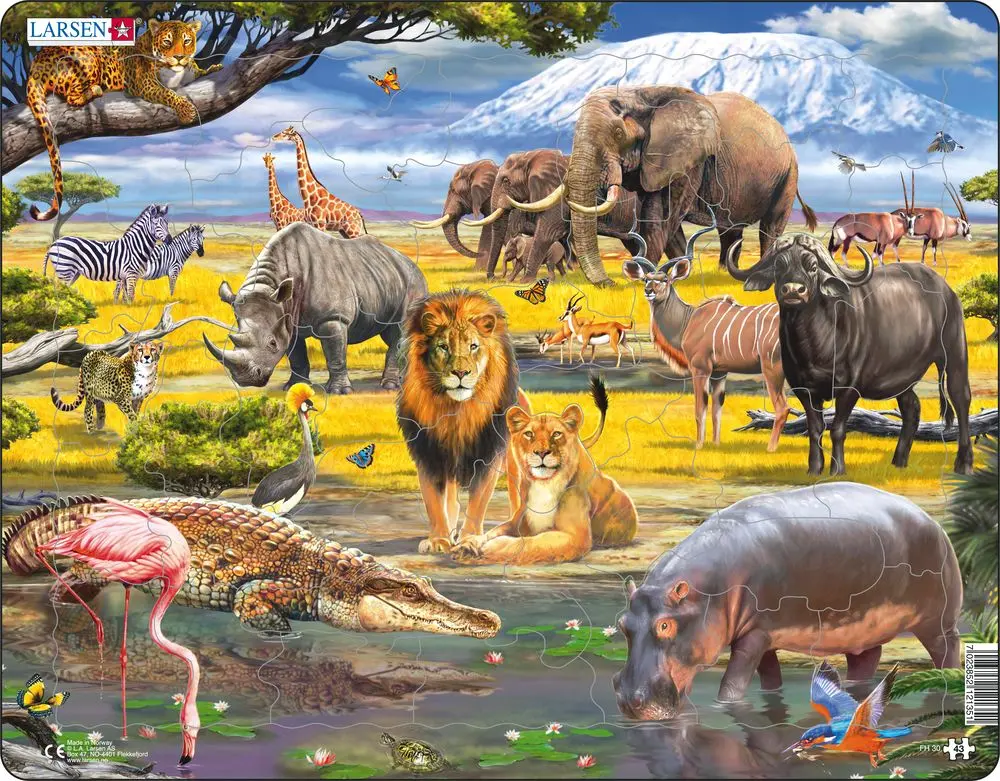 Puzzle MAXI - Zvířata africké savany/43 dílků - Kiddo