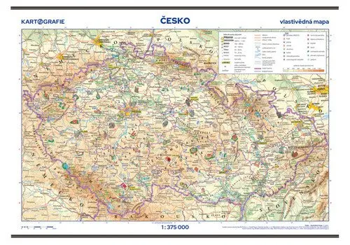 Česká republika - školní nástěnná vlastivědná mapa 1:375 tis.