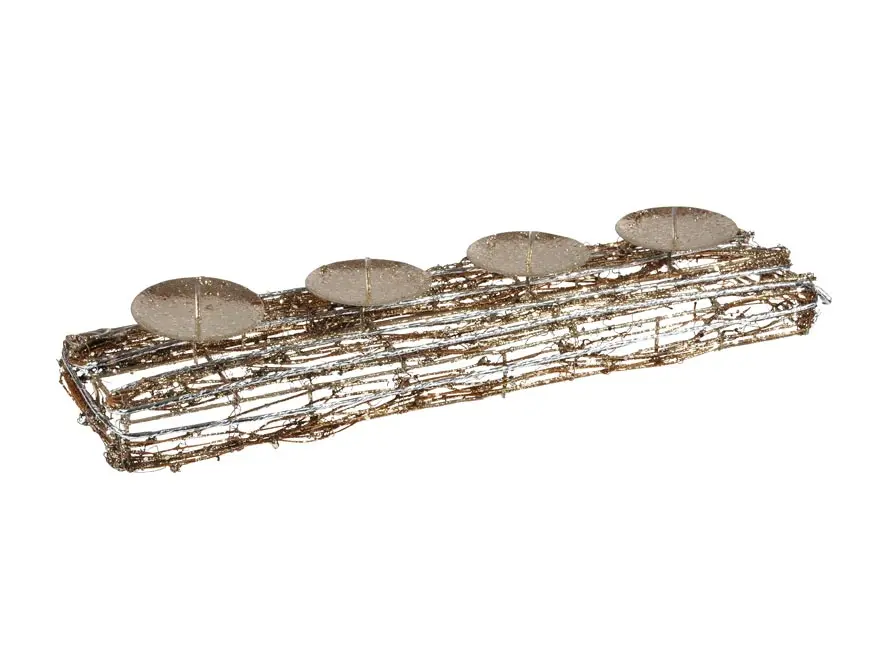 svícen ratan zlatý vánoční 10x40cm R4016