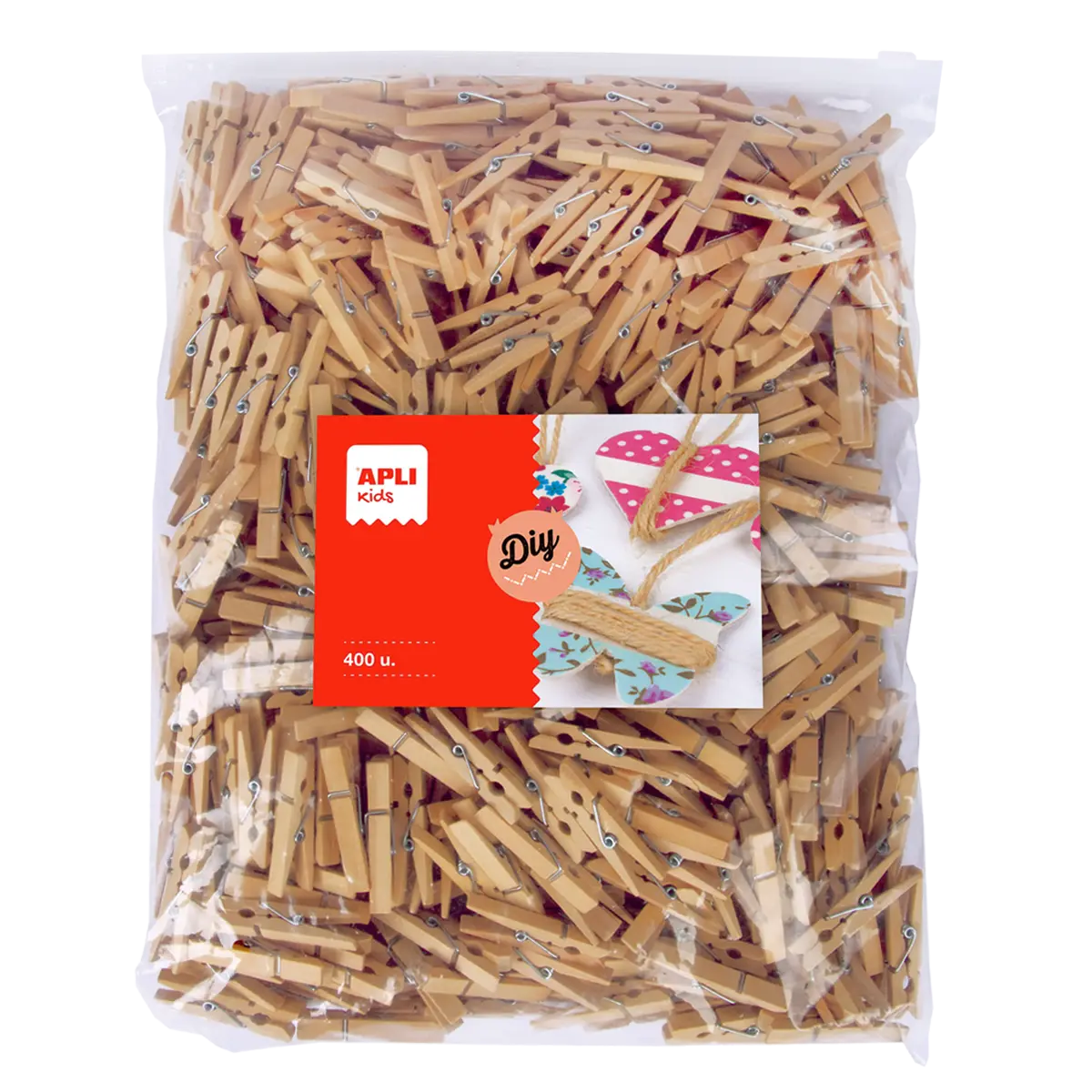 APLI dřevěné kolíčky, Jumbo pack, 400 ks, přírodní