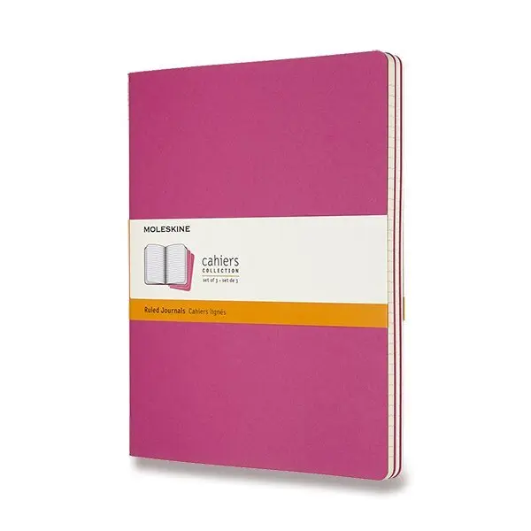 Sešity Moleskine Cahier, XL, linkované, 3 ks - tm. růžové