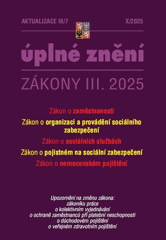 Aktualizace III/7 2025 Zákon o zaměstnanosti