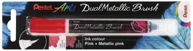 Pentel Dual Metallic Brush štětečkový popisovač - růžový
