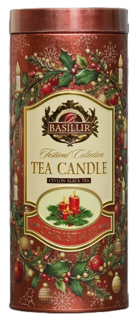 BASILUR Festival Candle Red Edition plech 75g + čajová svíčka 11g