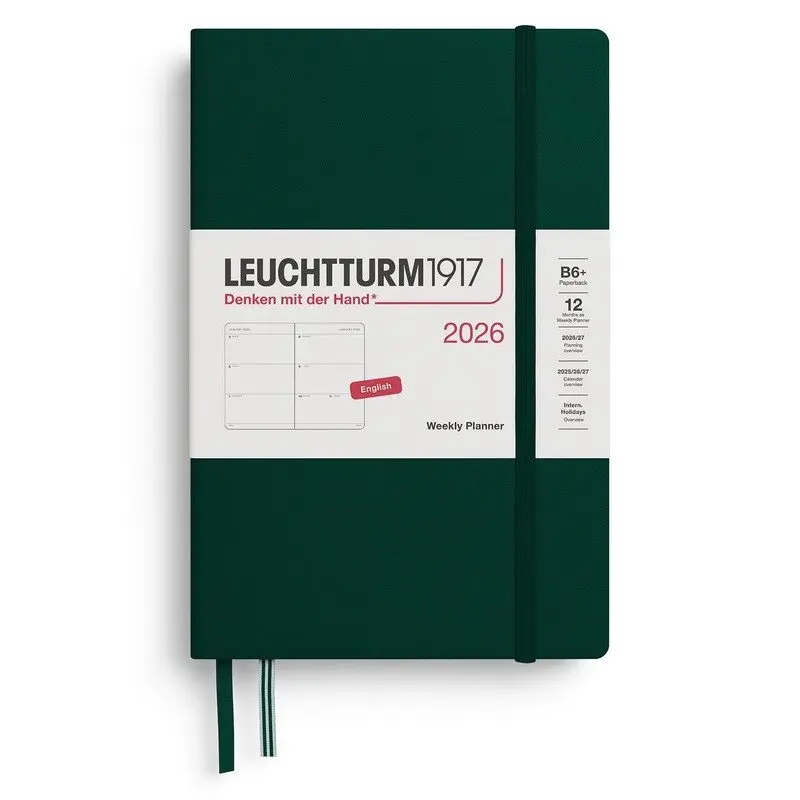 Weekly Planner 2026 Paperback (B6+) Forest Green