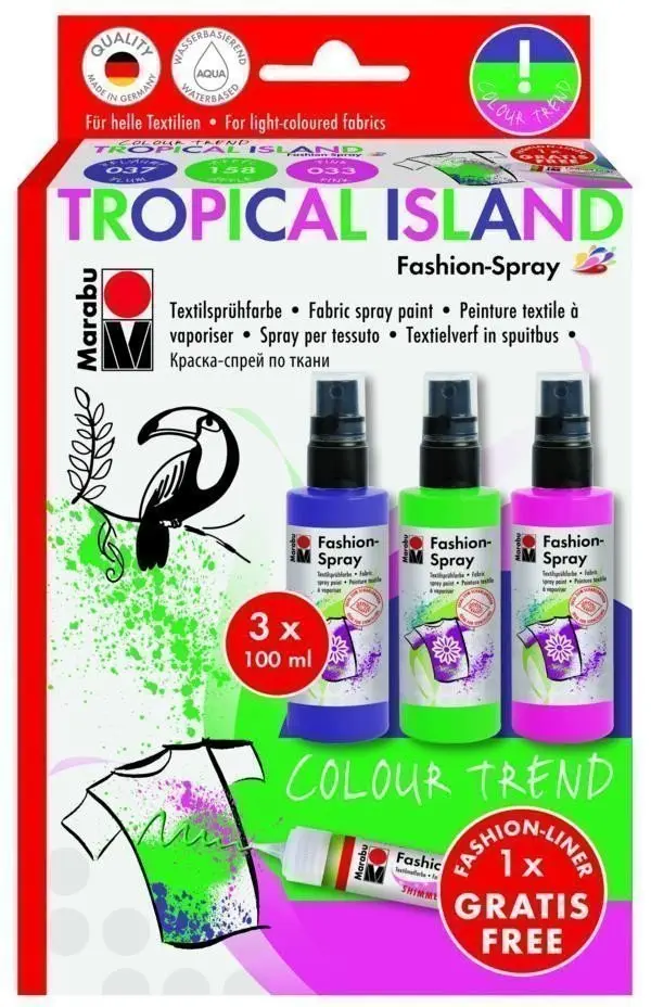 Marabu Sada barev na textil ve spreji - Tropical Island